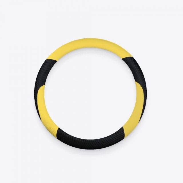 Yellow & Black pu Leather Steering Wheel Wrap Interior Accessories | Leather Steering Wheel Wrap | Leather Wheel Wrap